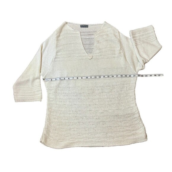 Per Una Made In Italy Cream Crocheted Tunic Sweater Women XL Flare Sleeve Top - Picture 6 of 7